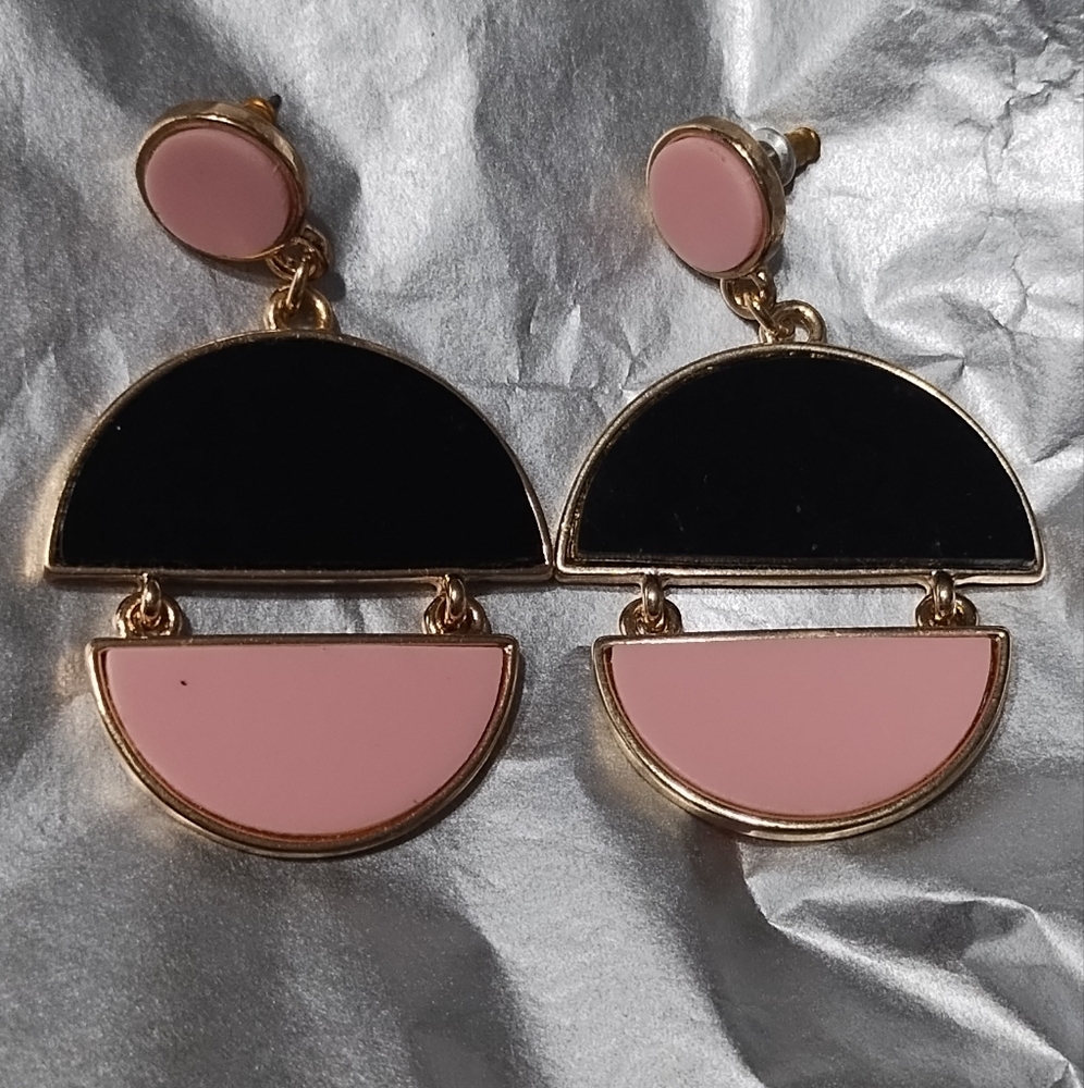Elegant Pink and Black Earrings